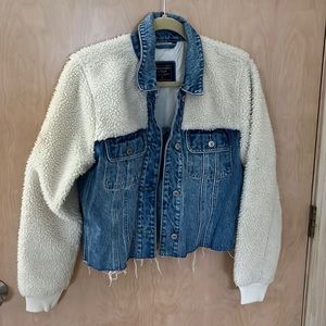 Abercrombie Faux Fur Cropped Jean Jacket